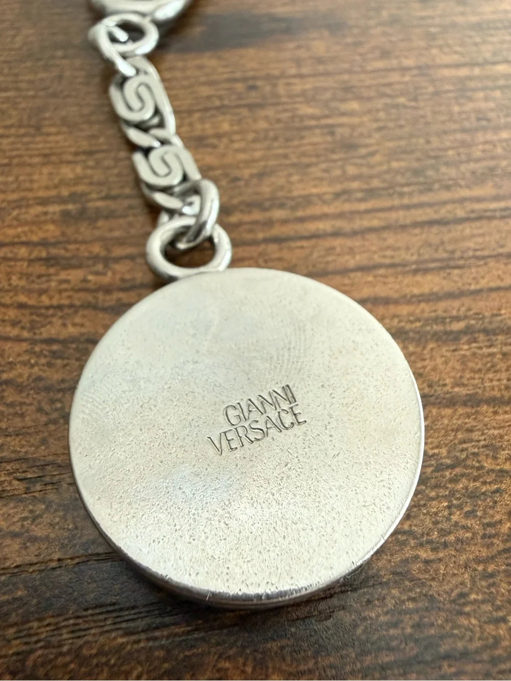 Versace Silver Tone Medusa Keyring